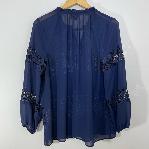 CURATIONS Boho Embroidered Lace Tunic with Balloon 3/4 Sleeves XL - Picture 3 of 9